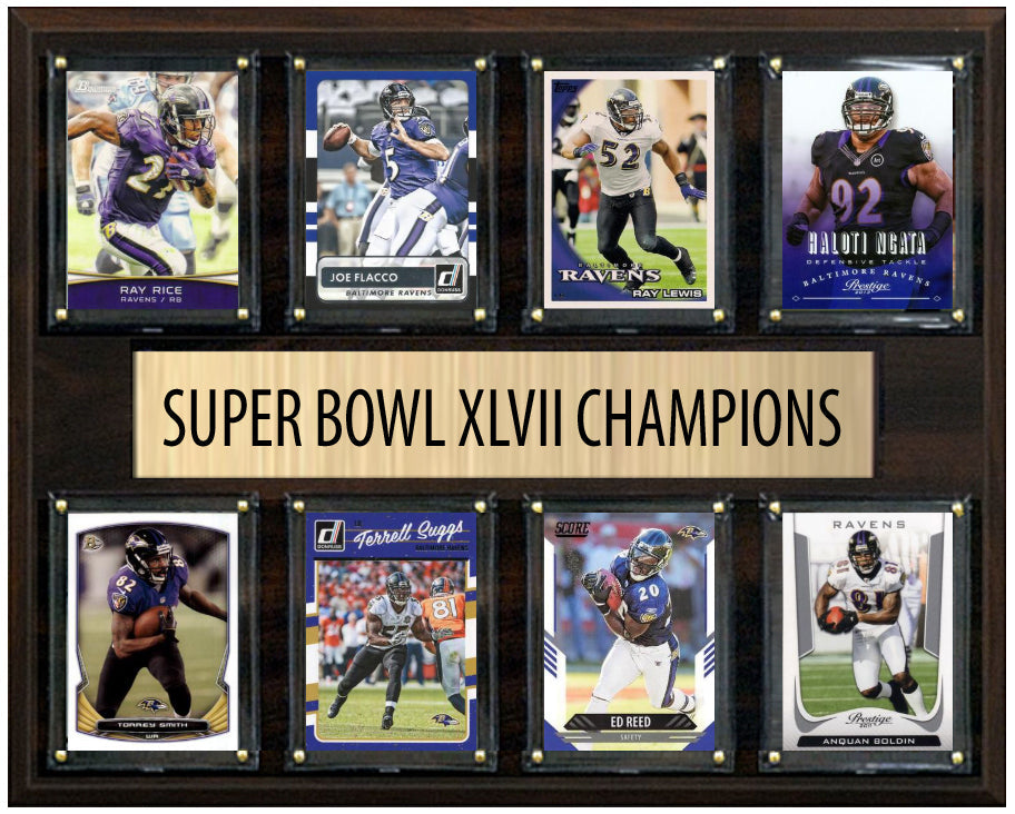 Baltimore Ravens Super Bowl XLVII 47 Champions 12" x 15" Eight-Card Plaque Ray Lewis Donruss Topps
