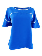 Alfani Women's Piped Flutter Sleeve Top Blue Size Petite Small