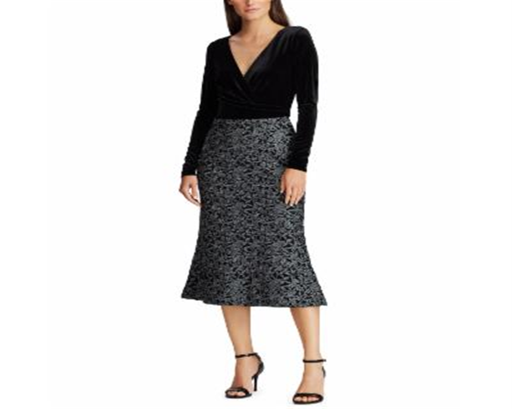 Ralph Lauren Women's Sheath Velvet Dress Black Size 12