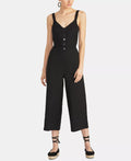 Rachel Roy Women's Cotton Cropped Tie-Back Jumpsuit Black Size 8