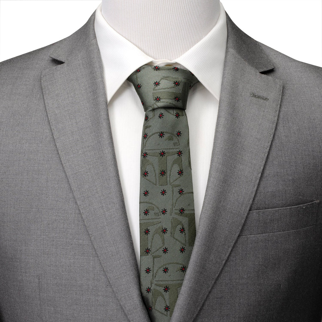 Star Wars Boba Fett Green Floral Motif Tie