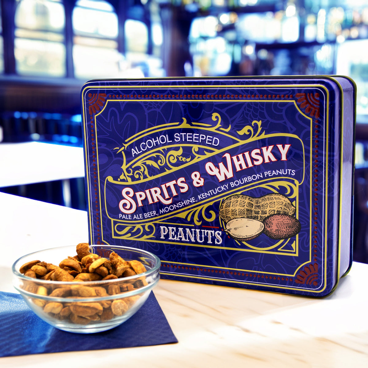 Spirits & Whisky Peanuts – 3 Gourmet Flavors 12oz Tin