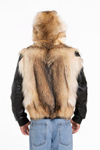 The Melbourne Pure Wolf Fur Leather Black Men Jacket