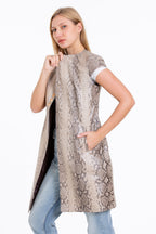 The Principe Pythn Skin Leather Natural Zip-Up Vest Women Jacket