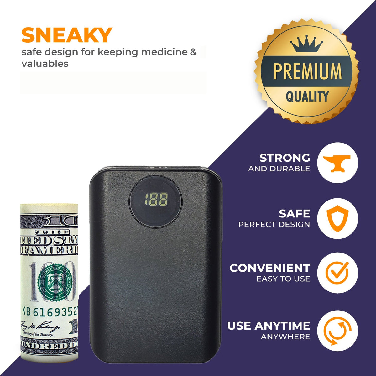 Portable USB Charger Diversion Safe - Realistic-Looking USB Charger with Discreet Secret Compartments and Storage to Stash Valuables