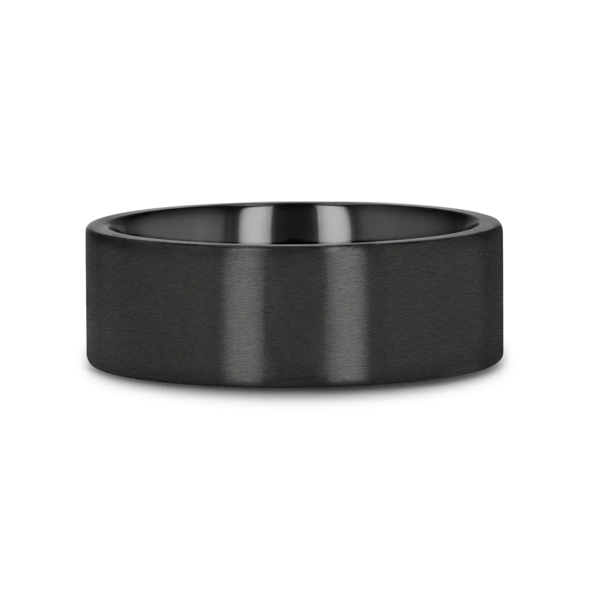 SAN BERNARDINO Brushed Finish Flat Black Titanium Men’s Wedding Band - 6mm & 8mm