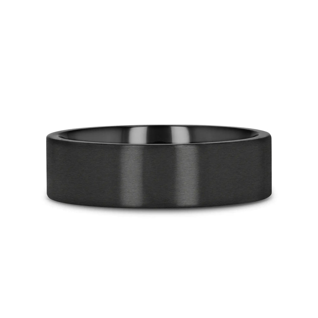 SAN BERNARDINO Brushed Finish Flat Black Titanium Men’s Wedding Band - 6mm & 8mm
