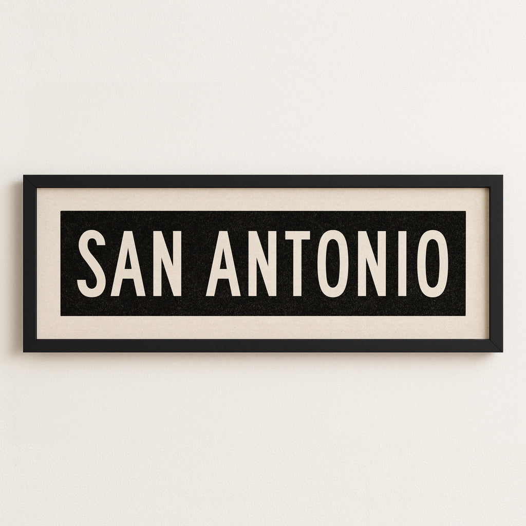 Framed San Antonio Bus Scroll Sign