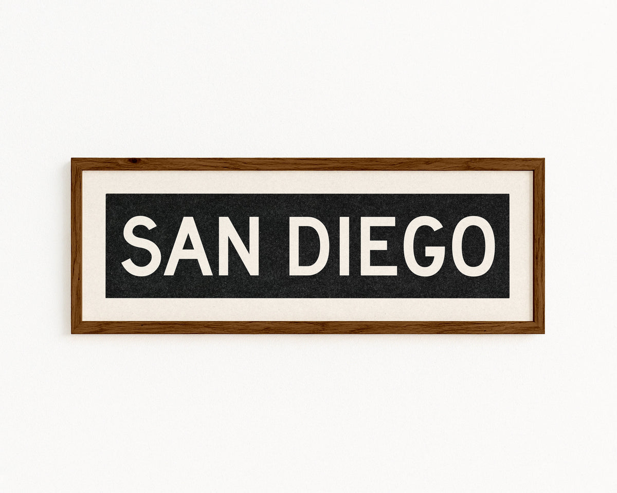 Framed San Diego California Bus Scroll