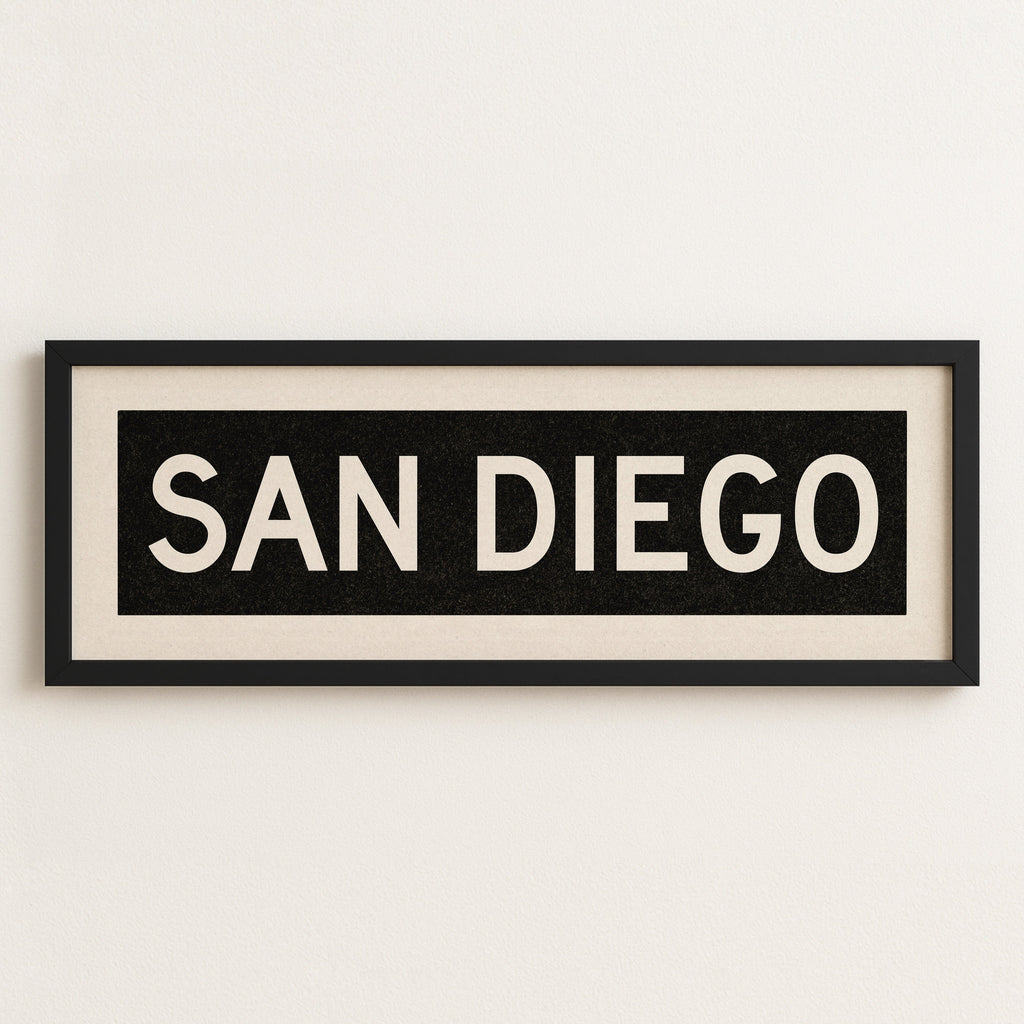 Framed San Diego California Bus Scroll