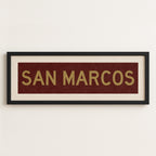 Framed San Marcos Maroon and Gold Bus Scroll