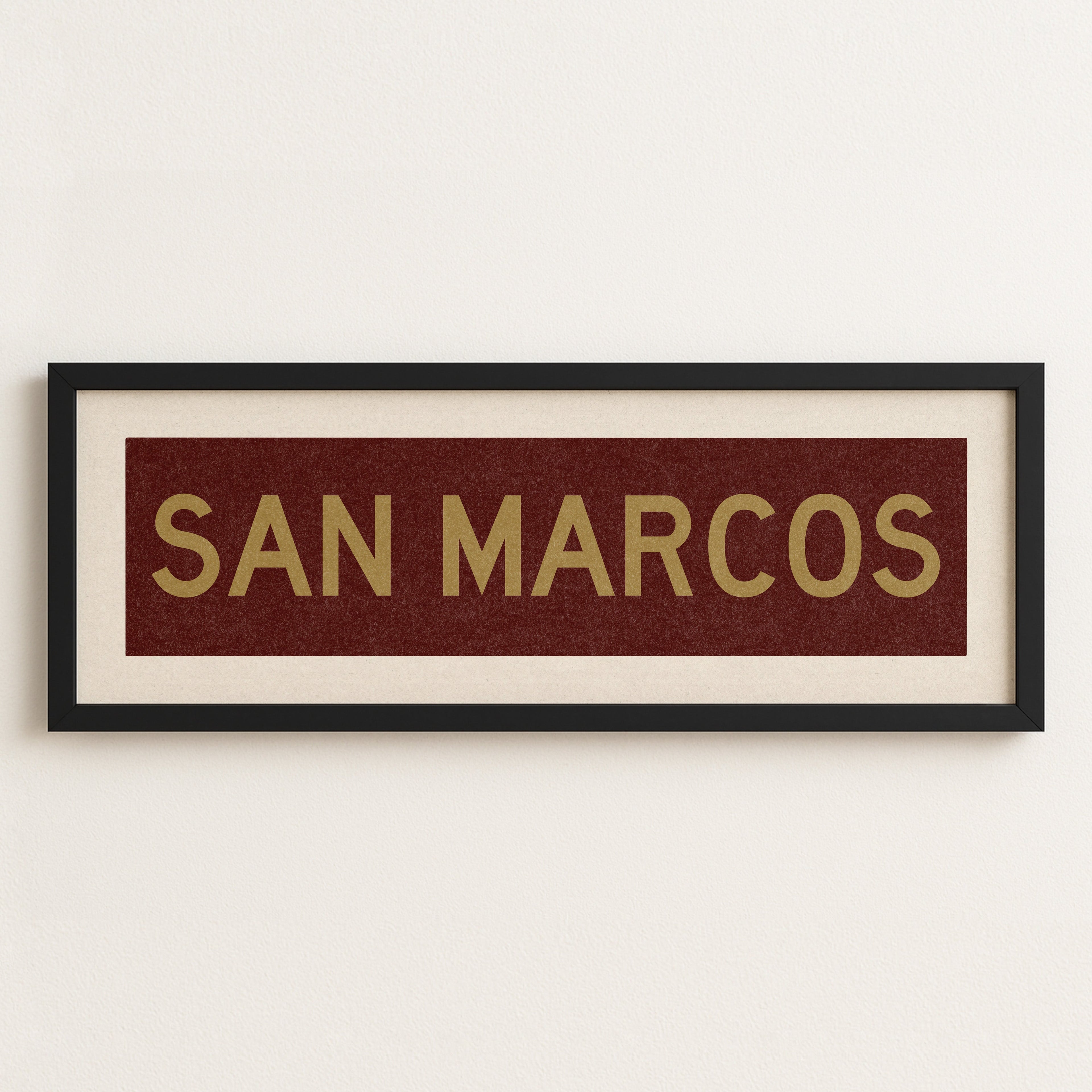Framed San Marcos Maroon and Gold Bus Scroll