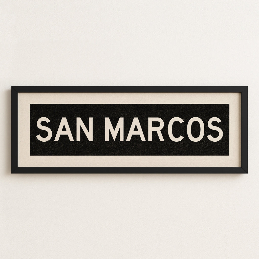 Framed San Marcos Texas Bus Scroll