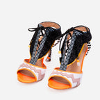 The Santa Amaro Orange Glitter Leather Women Sandal