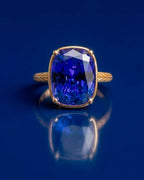 Sterling Silver Elongated Cushion Sapphire CZ Cocktail Ring