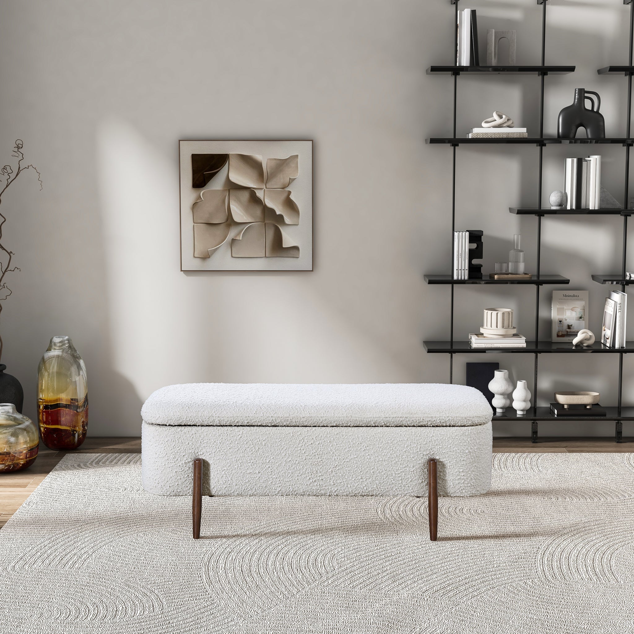 Sarna Ivory Boucle Bench