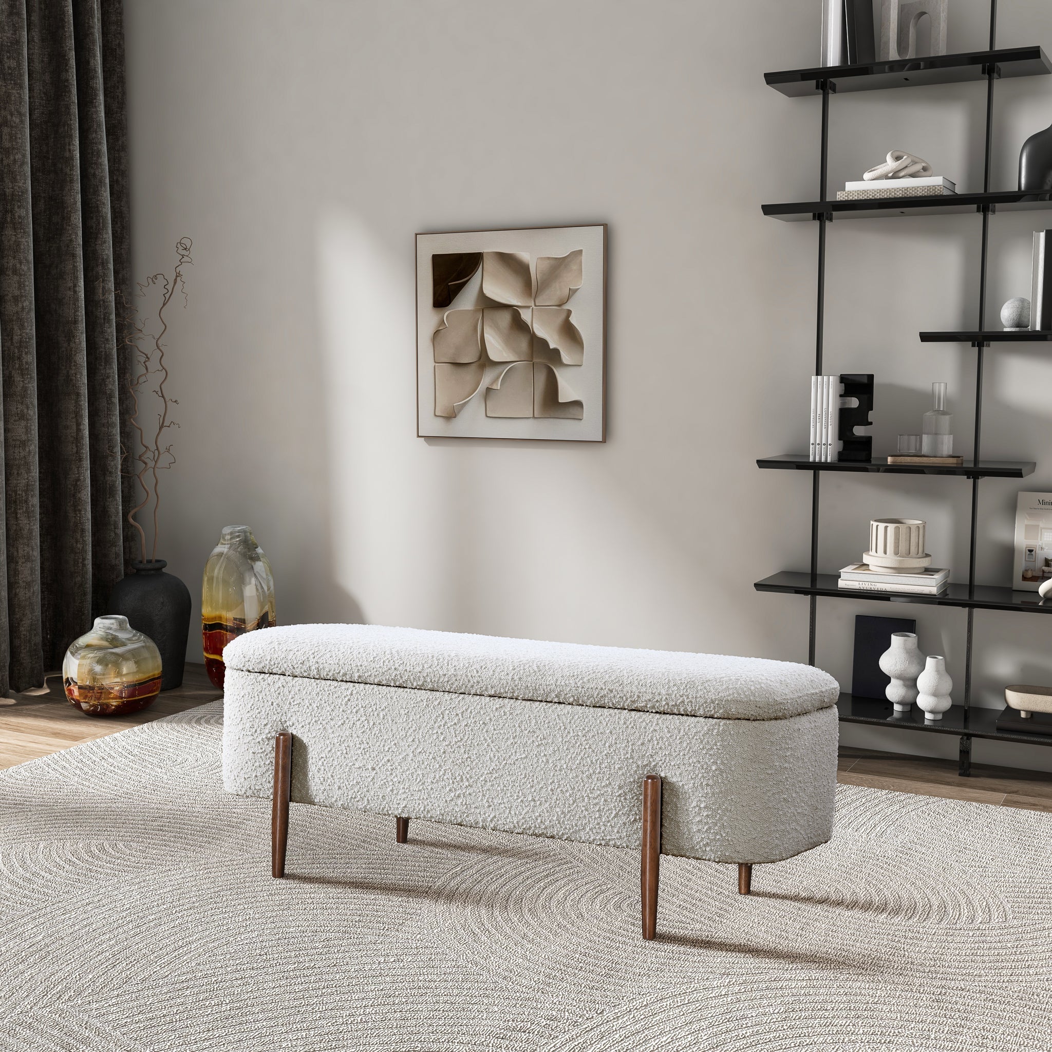 Sarna Ivory Boucle Bench