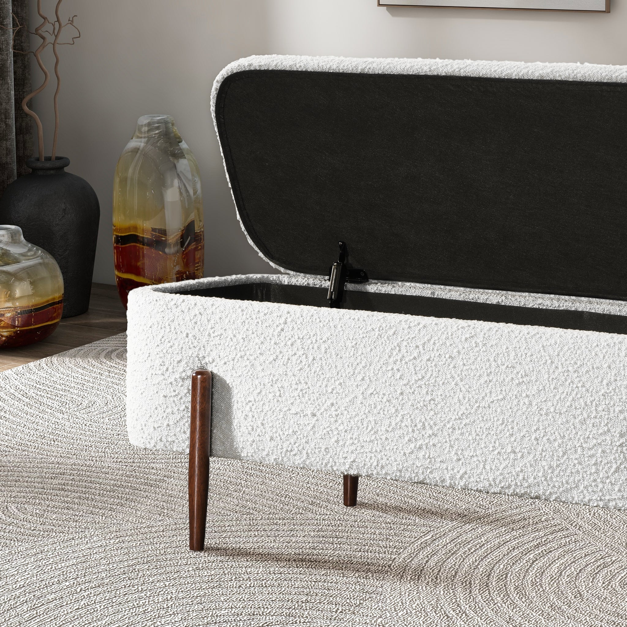 Sarna Ivory Boucle Bench