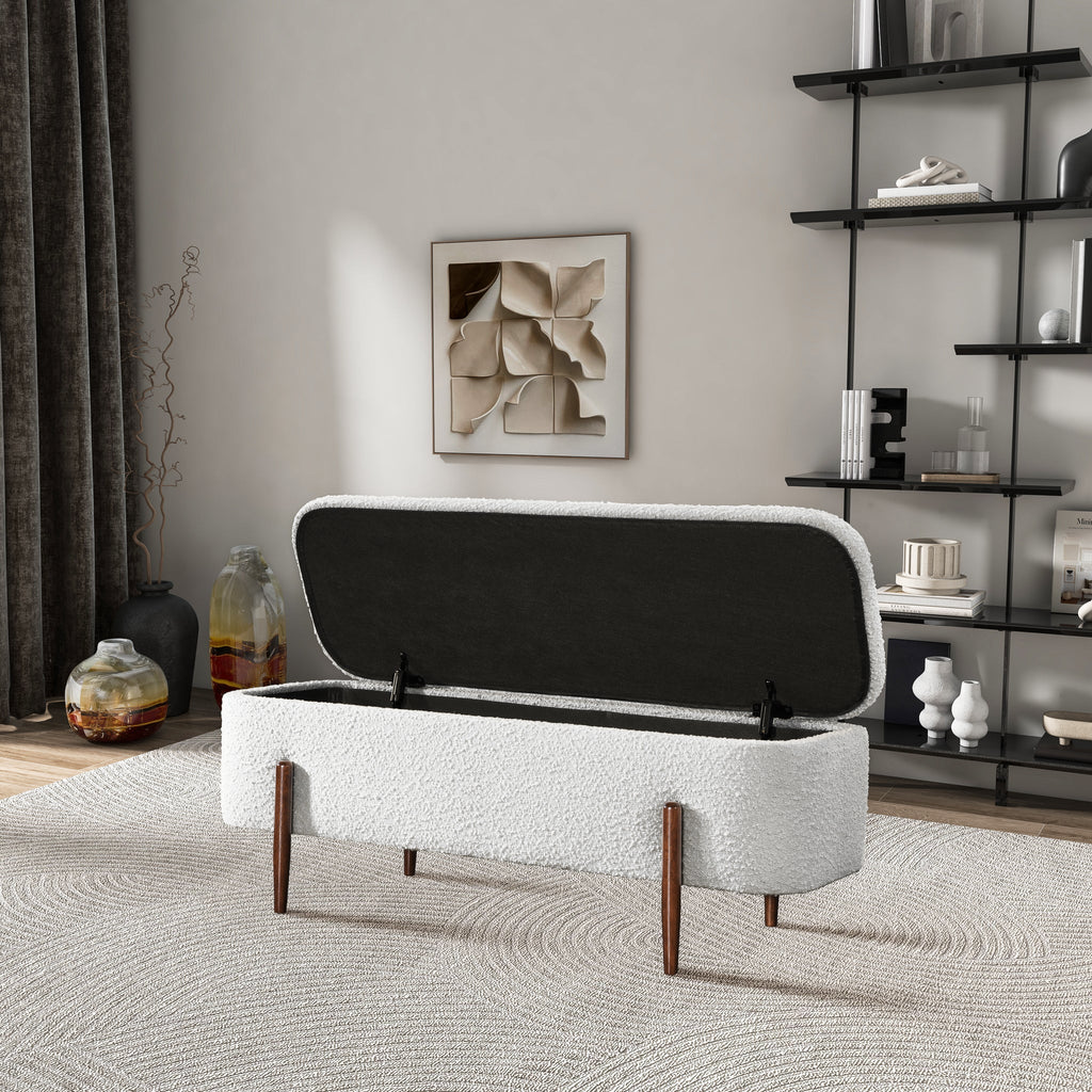 Sarna Ivory Boucle Bench