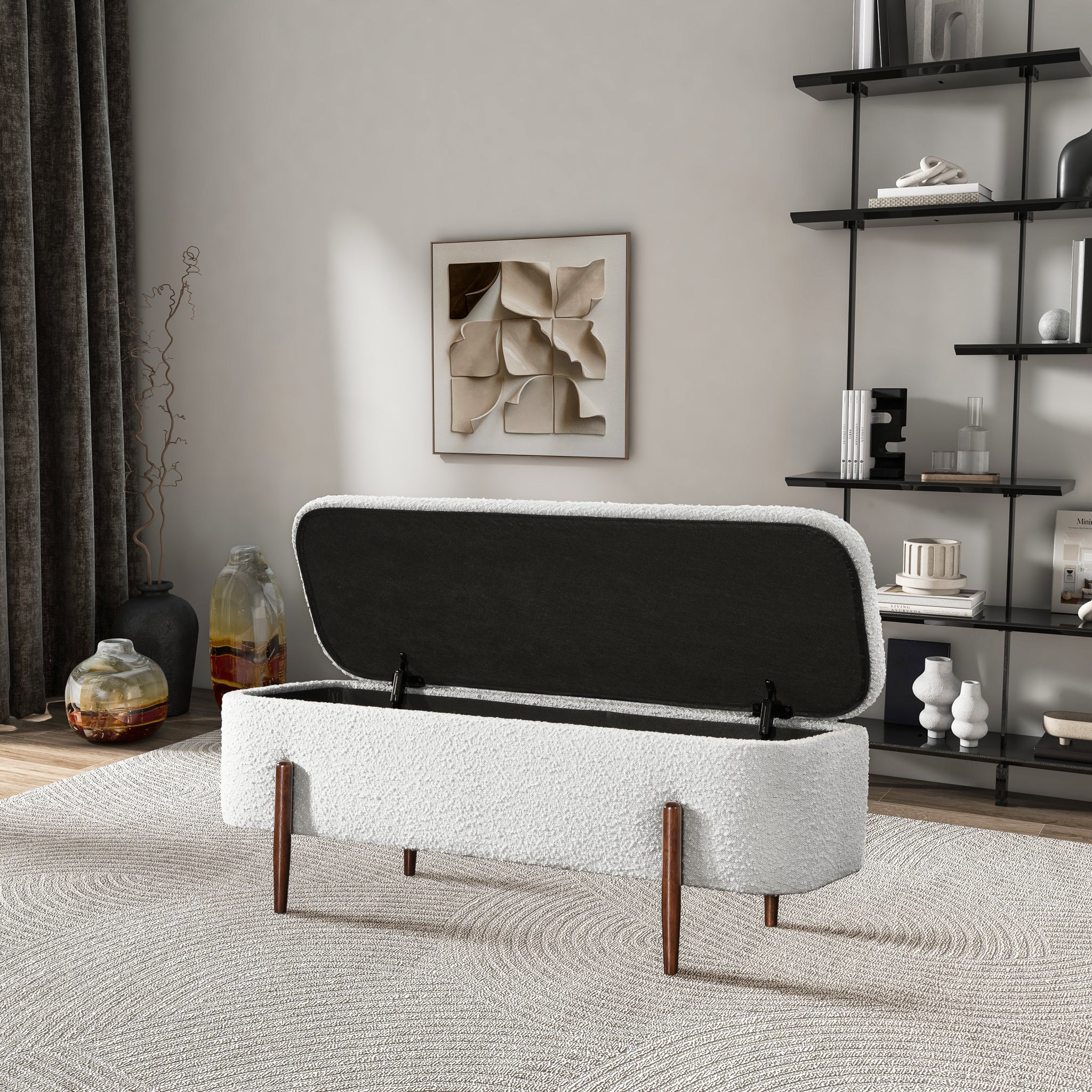 Sarna Ivory Boucle Bench