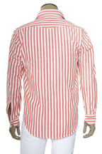 Sartorio Jumbo Pinstripe Denim Snap Button Cotton Overshirt