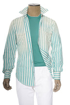 Sartorio Jumbo Pinstripe Denim Snap Button Cotton Overshirt