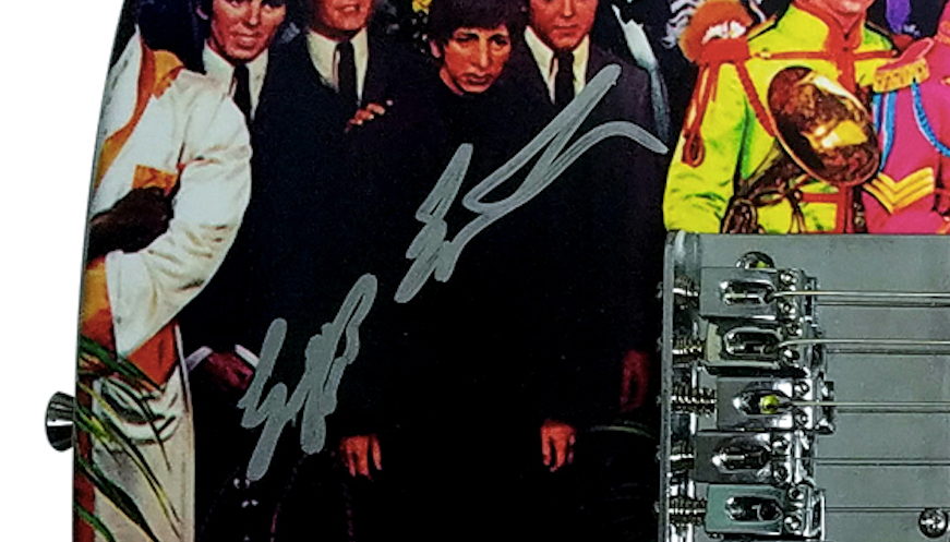 Beatles Producer Geoff Emerick Signed Autographed Custom Graphics Photo Guitar