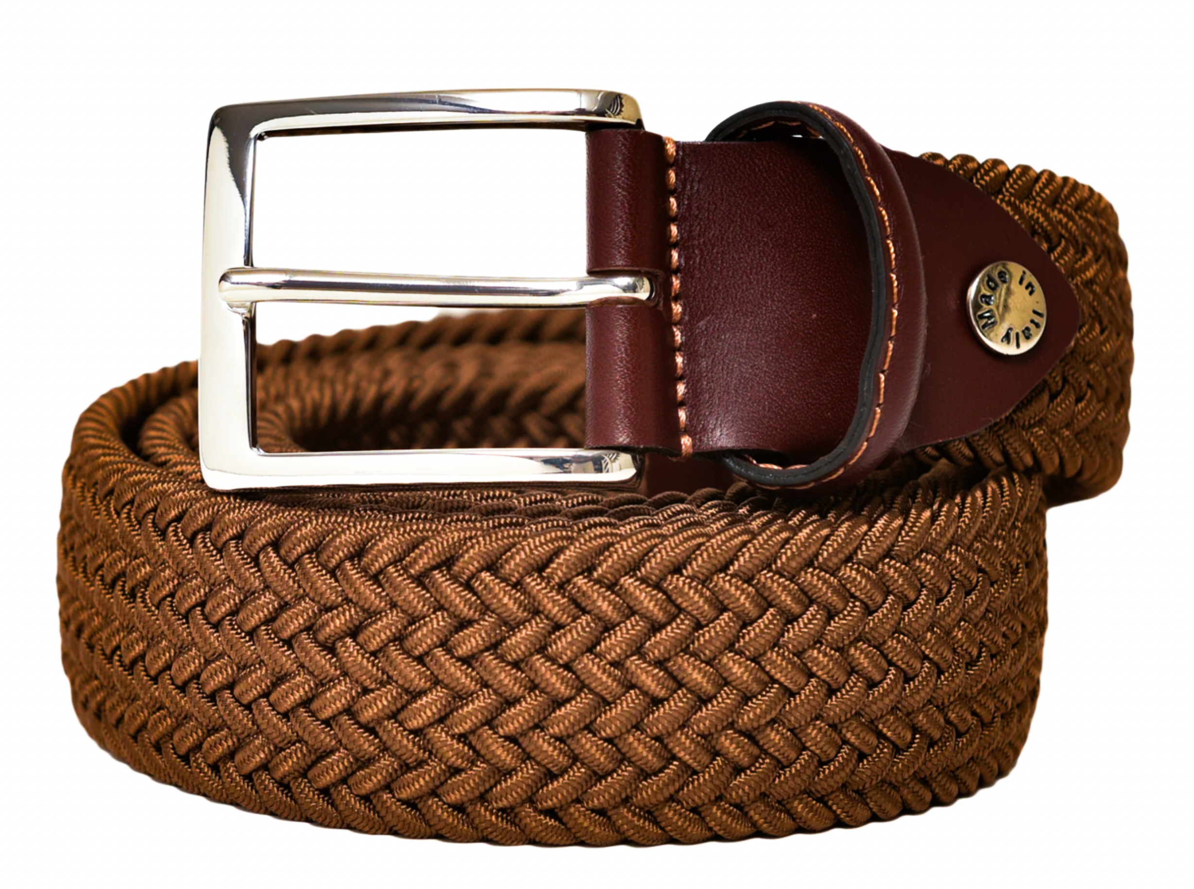 Woven Stretch Belt Solid Mocha Brown