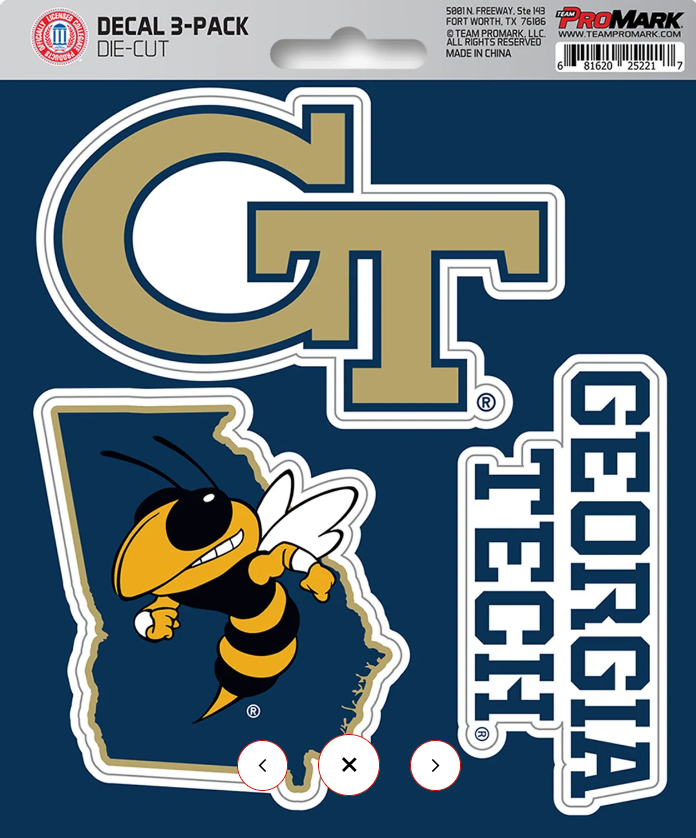 NCAA Official Team Sticker Mats - Set of 3 Stickers