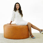 Seletar Tan Leather Ottoman