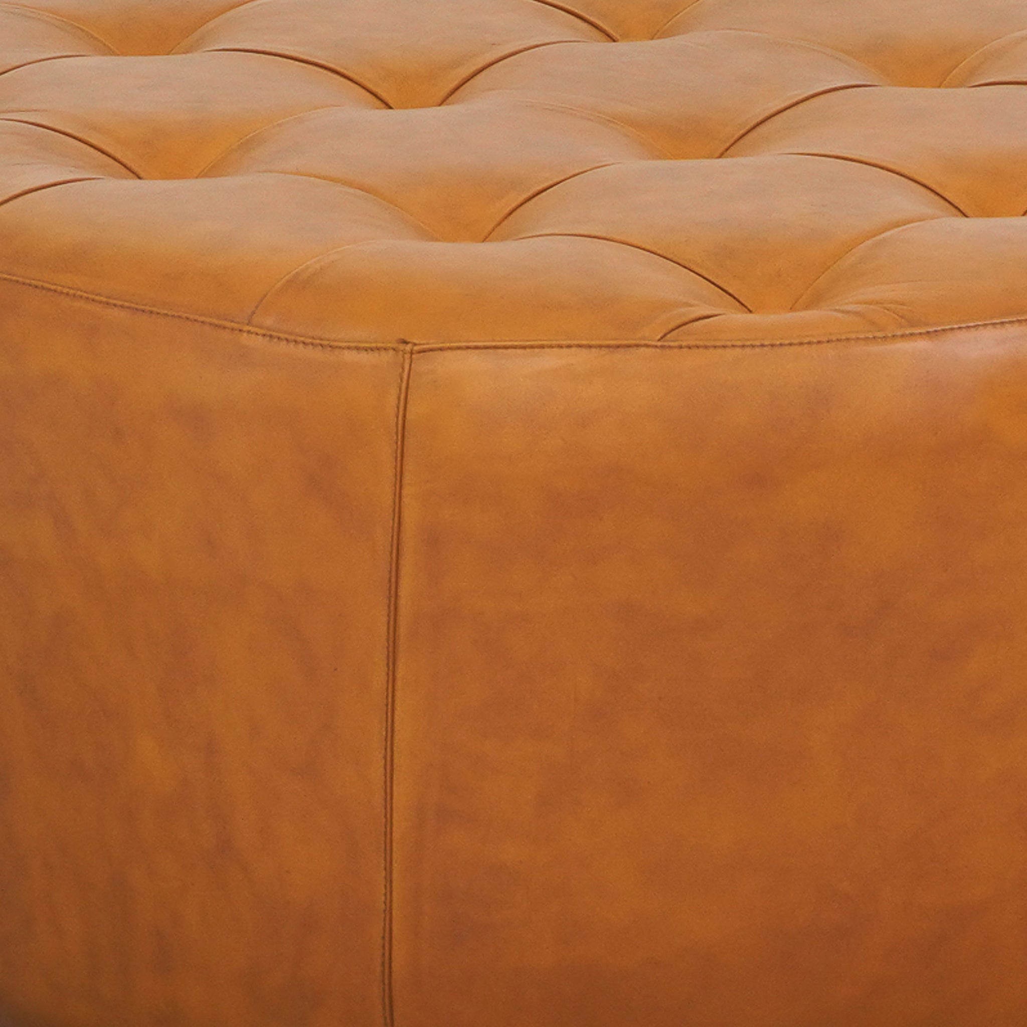 Seletar Tan Leather Ottoman