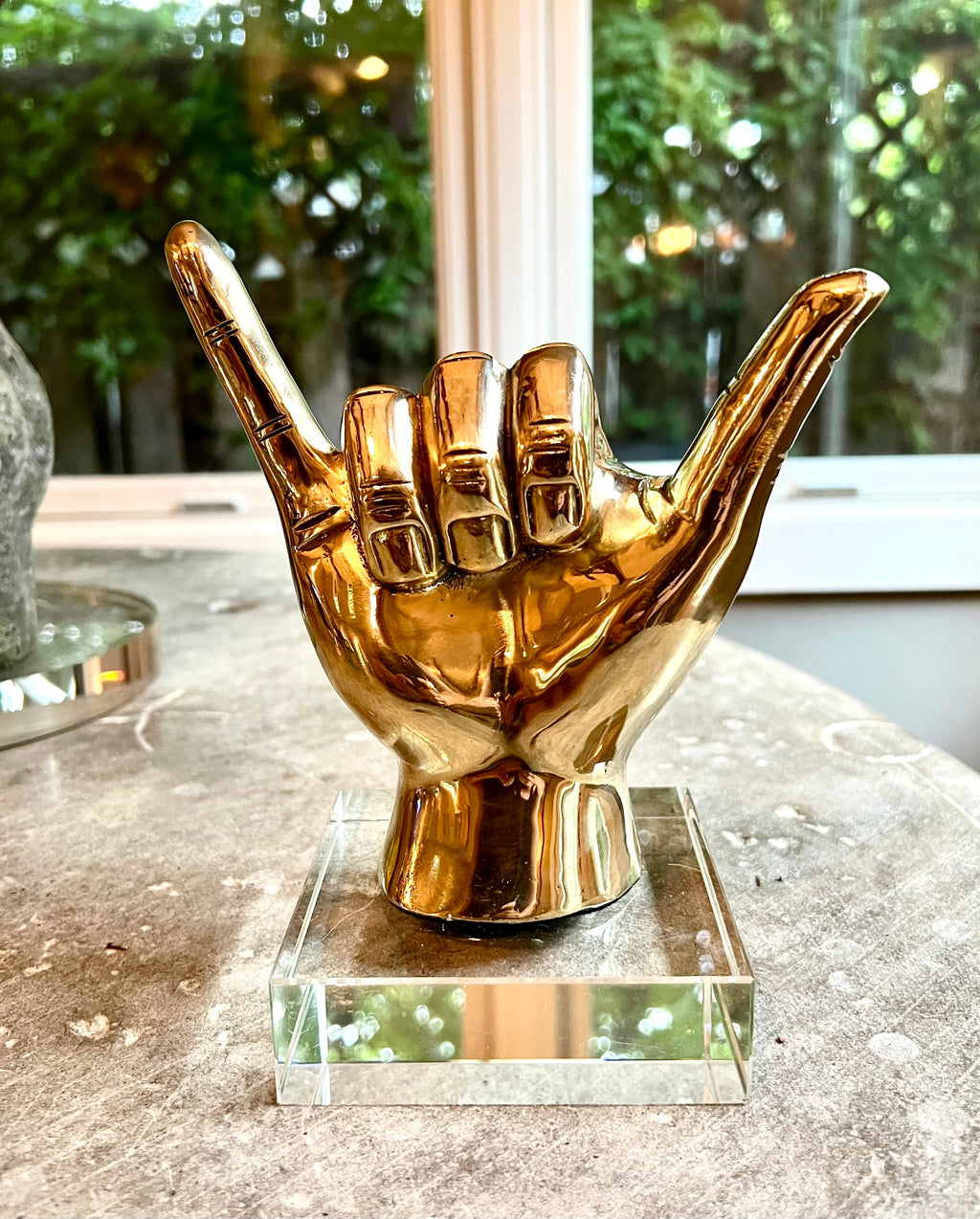 Shaka or Roadrunner or "Birds Up" Hand Sign Sculpture in Brass