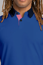 Short Sleeve Polo Contrast // Blue Pink