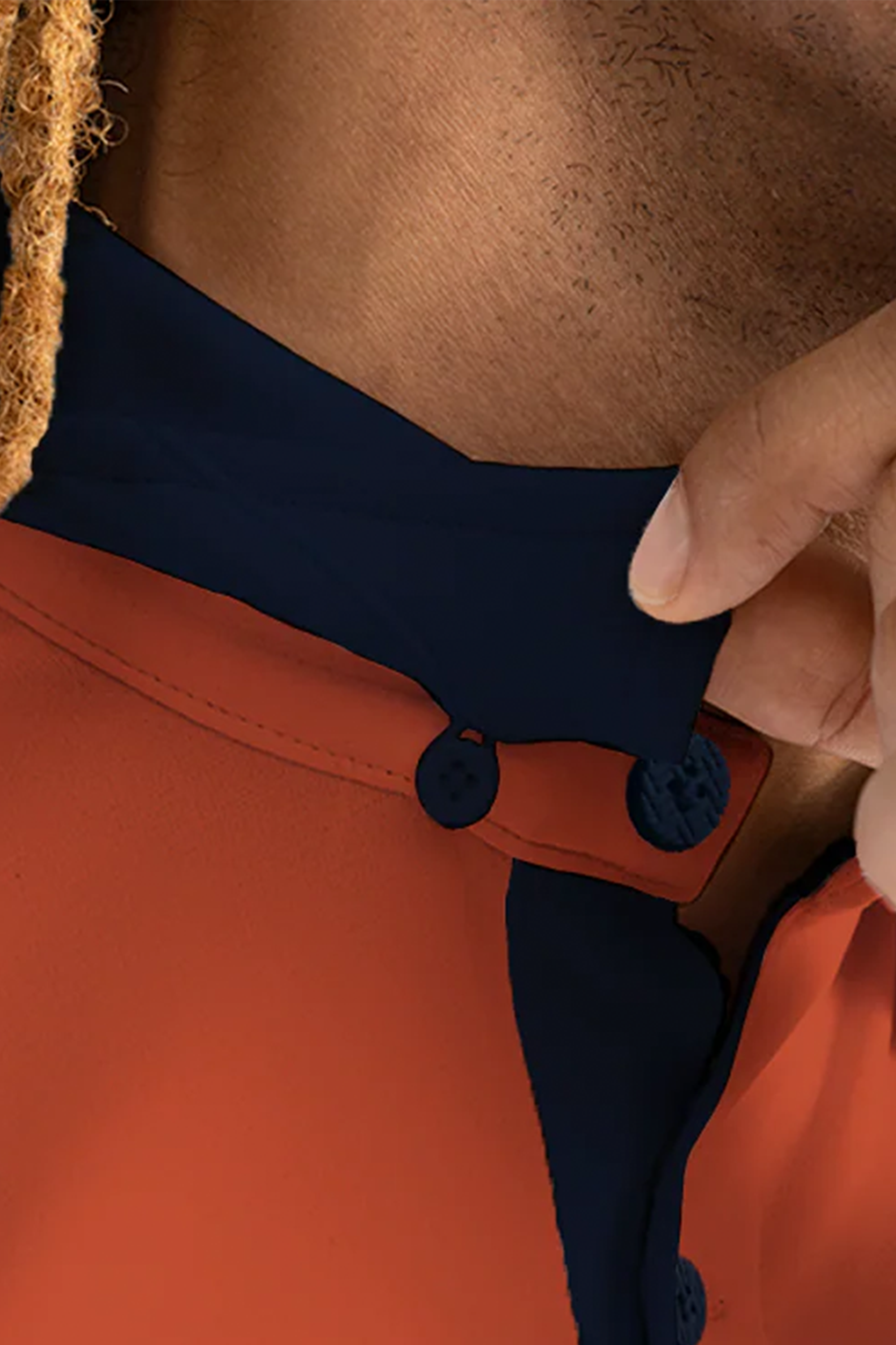 Short Sleeve Polo Contrast // Orange Navy