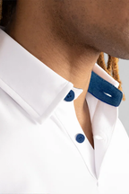 Short Sleeve Polo Contrast // White Blue