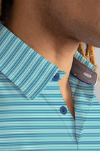 Short Sleeve Polo Stripe // Teal Aqua