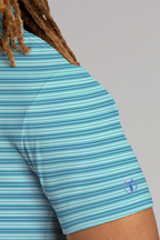 Short Sleeve Polo Stripe // Teal Aqua