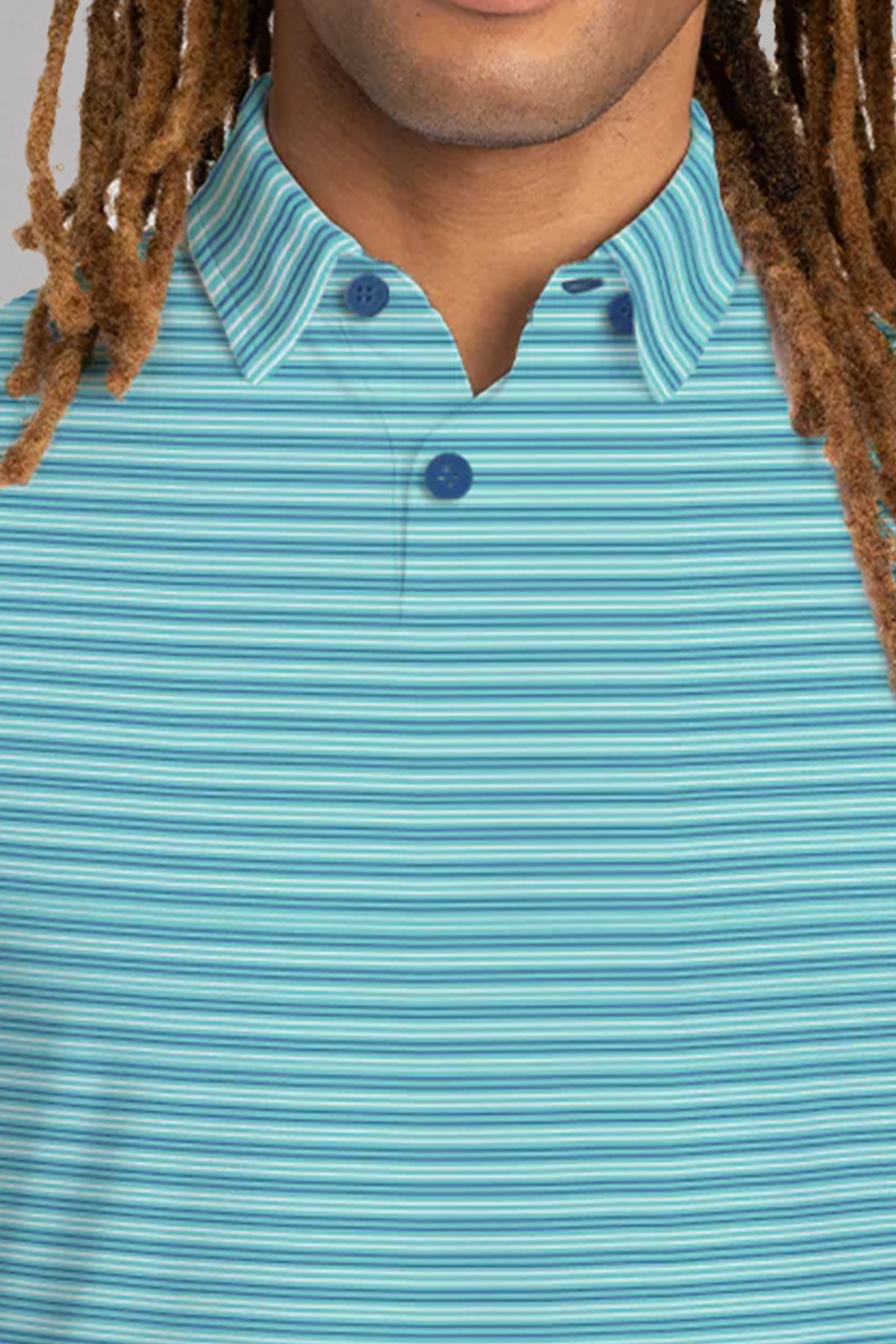Short Sleeve Polo Stripe // Teal Aqua