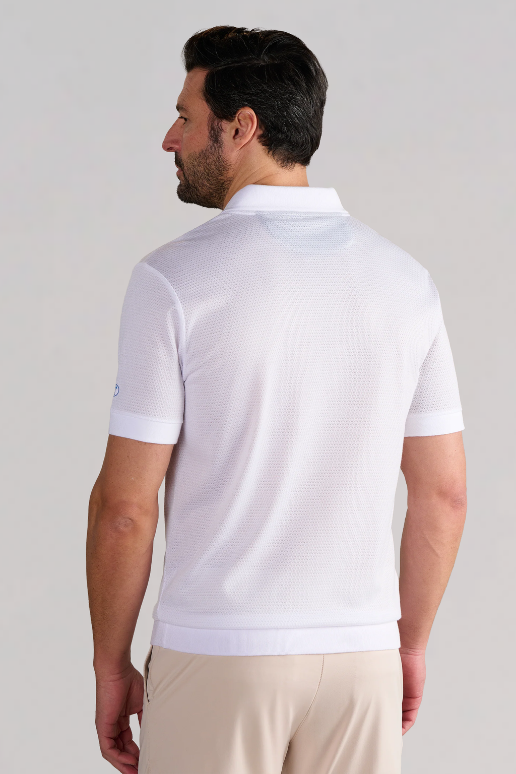 Short Sleeve Sweater Polo Solid // White