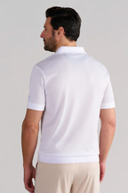 Short Sleeve Sweater Polo Solid // White