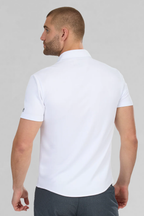 Short Sleeve Button Down Polo Contrast // White Navy