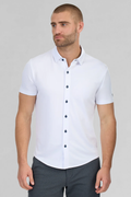 Short Sleeve Button Down Polo Contrast // White Navy