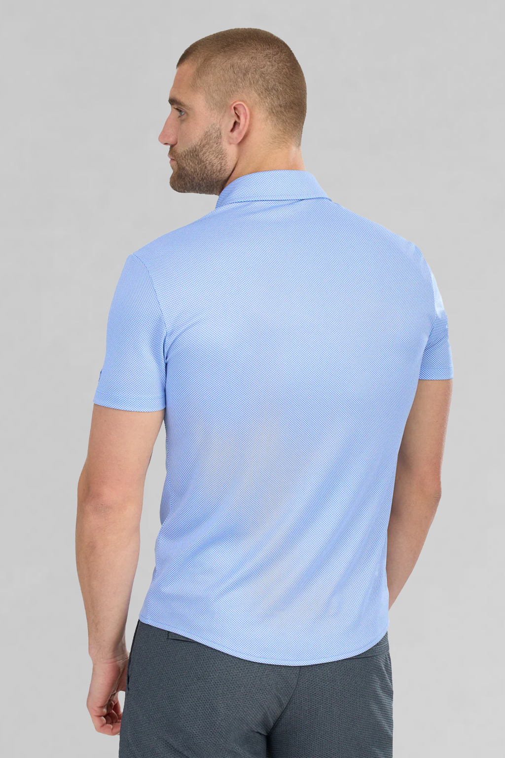 Short Sleeve Button Down Polo Dot // Blue Diamond