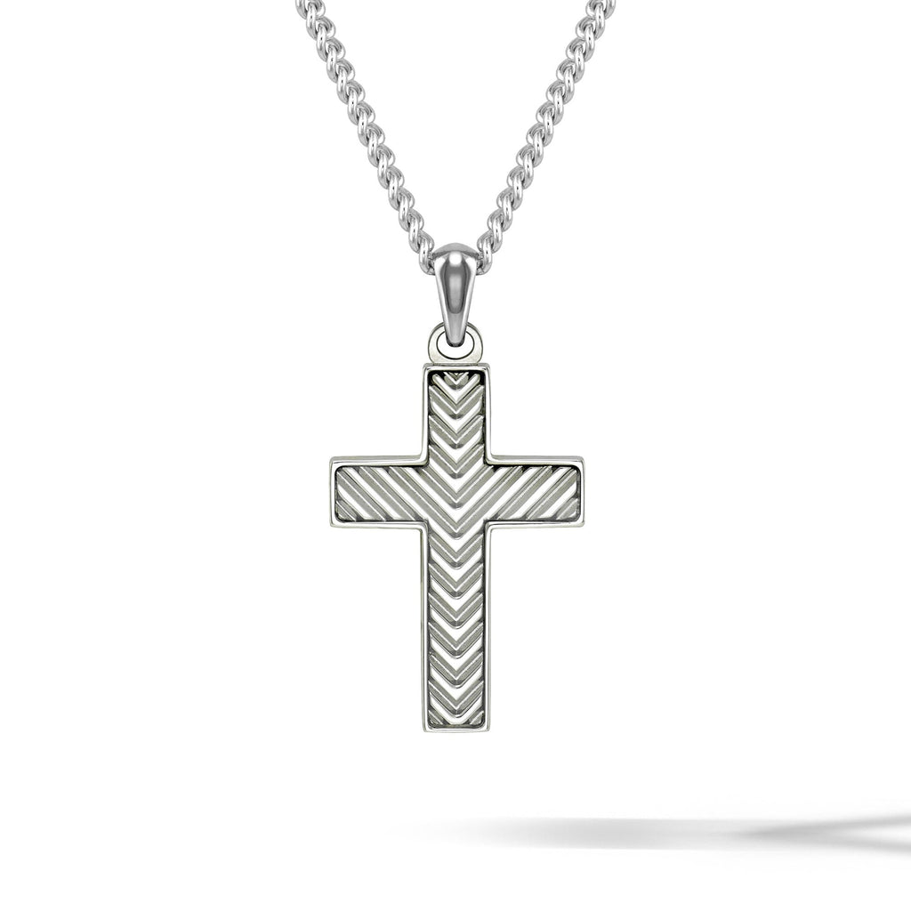 Chevron Cross Pendant - Silver