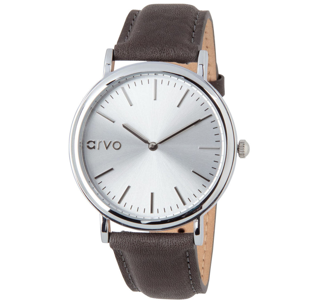 Arvo Silver Time Sawyer Watch - Gray Leather