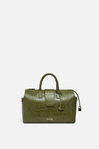 SSW - Convertible Executive Leather Bag in Crocodile Print Matte Green