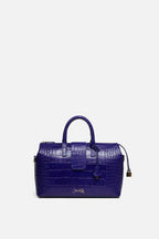 SSW - Convertible Executive Leather Bag in Crocodile Print Violet Blue
