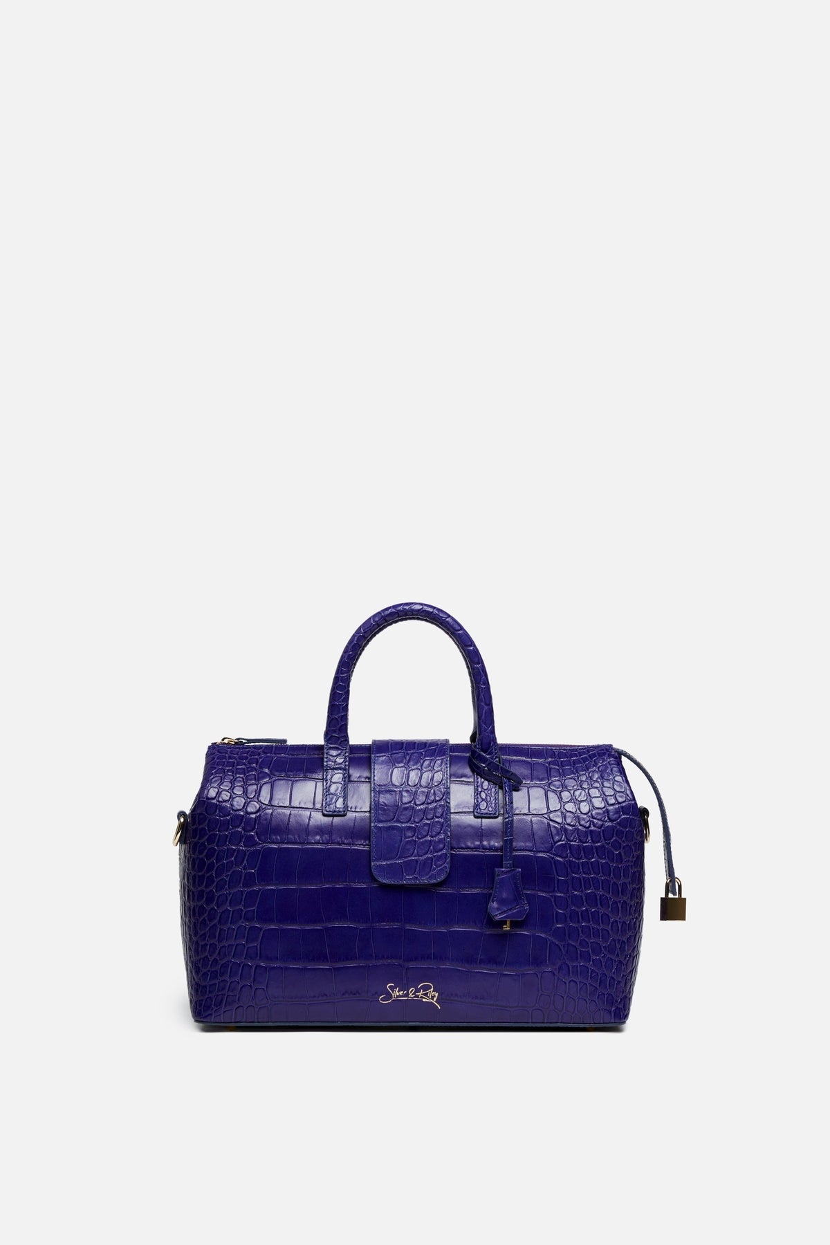 SSW - Convertible Executive Leather Bag in Crocodile Print Violet Blue
