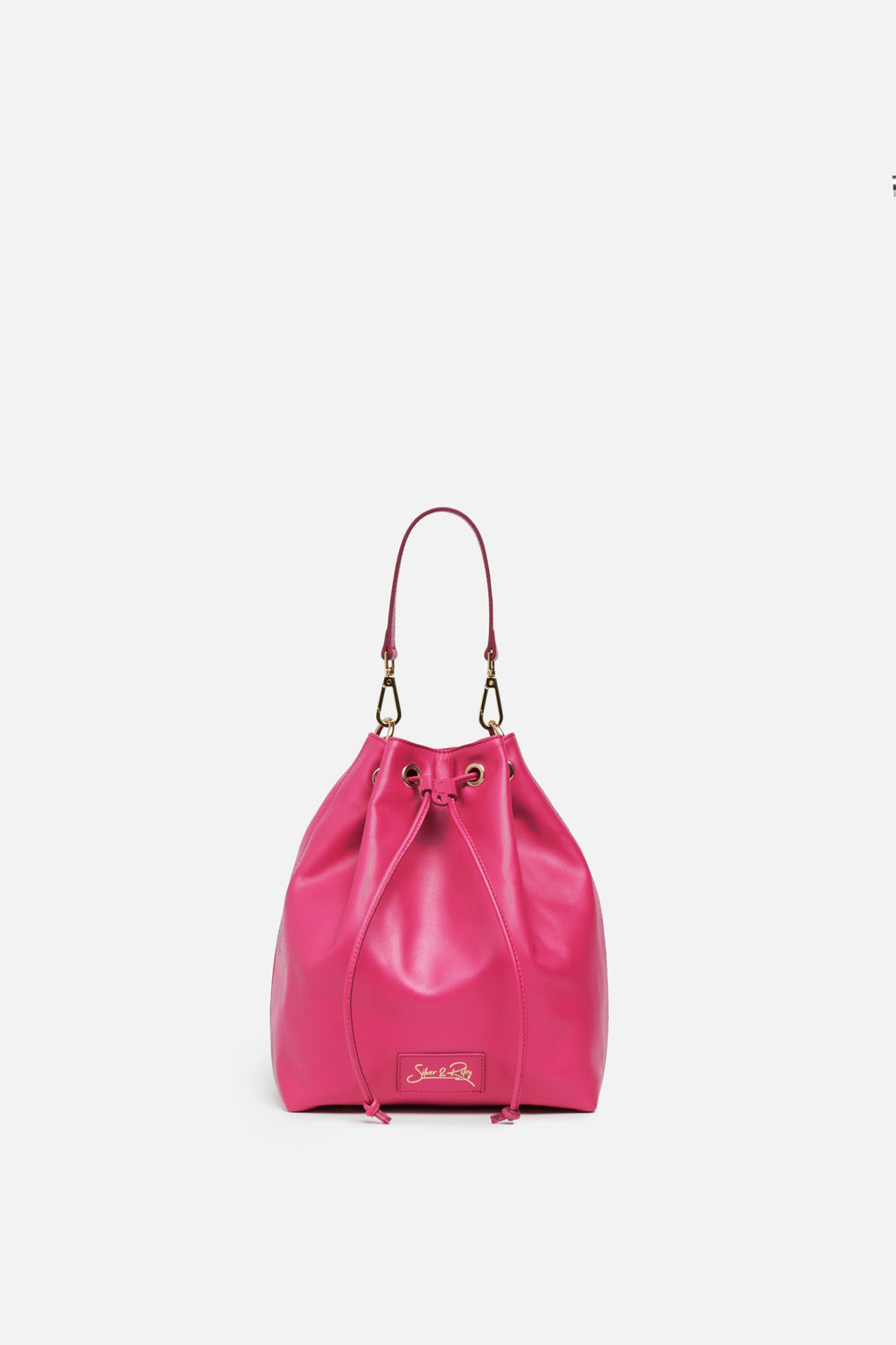 SSW - Madison Drawstring Leather Bucket Bag in Pink