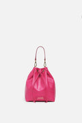 SSW - Madison Drawstring Leather Bucket Bag in Pink
